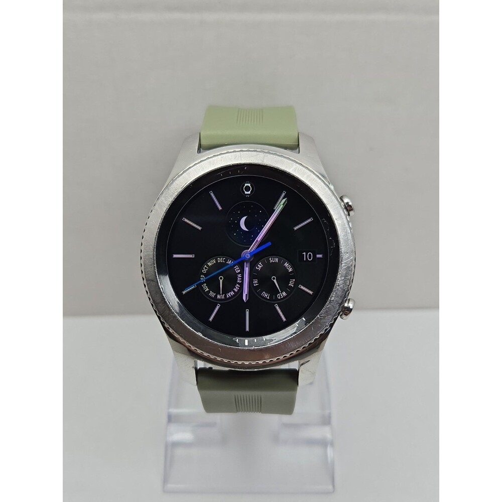 Samsung Gear S3 Classic ATT LTE GPS 46mm Silver Smartwatch Green Band - Read